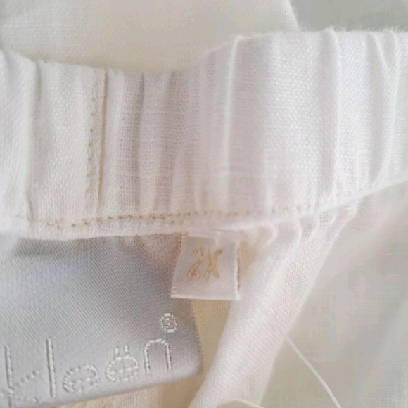 Kleen NWT Womens White Linen Pants Wide Leg Elastic Waist Plus Sz 2X Pockets - Picture 7 of 9